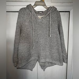Gray hooded crocheted sweater. Brand Ultra Flirt
